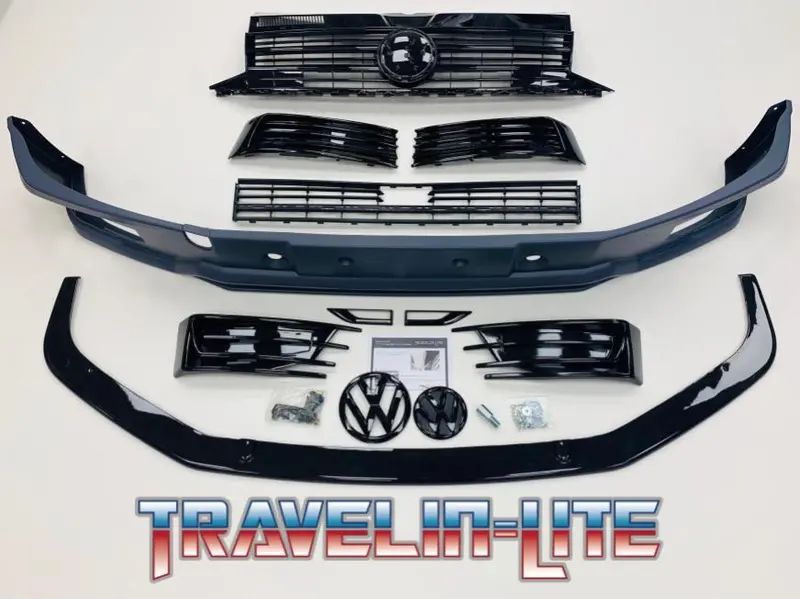 T6 Sportline Lower Spoiler, Gloss Black Splitter & Lower Radar + Upper Grilles New 1