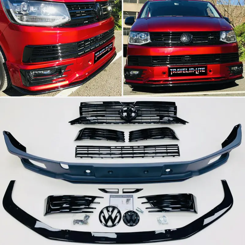 T6 Sportline Lower Spoiler, Gloss Black Splitter & Lower + Upper Grilles New 1