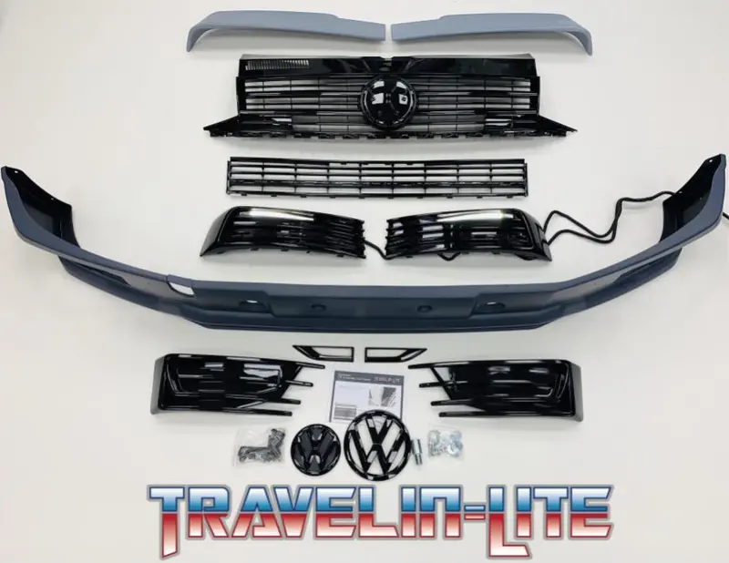 T6 Sportline Lower Spoiler, Gloss Black Upper Lower Grilles Drl, Twin Spoiler 1