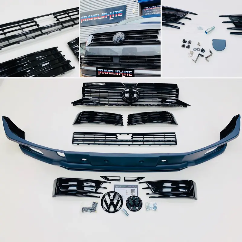 T6 Sportline Lower Spoiler Grille Radar Lower Grilles Gloss Black Transporter 1