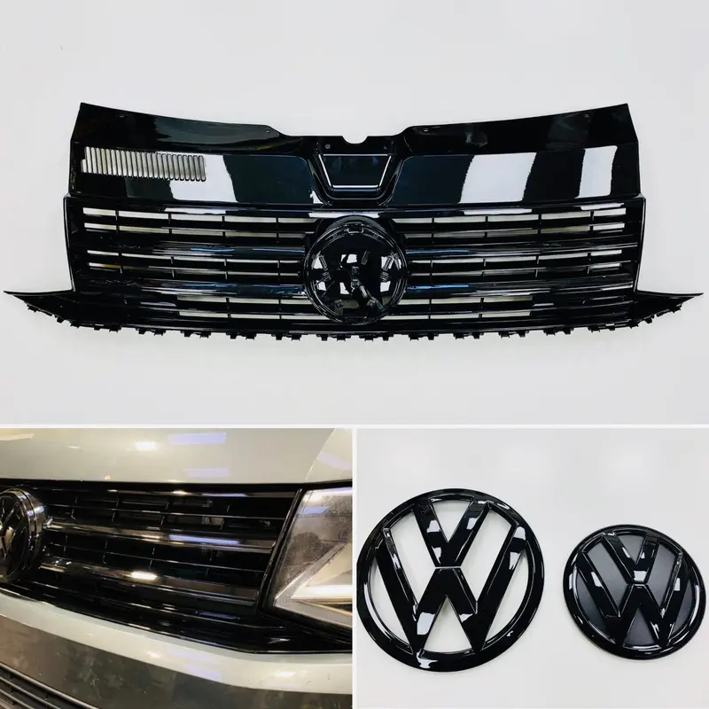 T6 Transporter Gloss Black Grille With Front & Rear Badges Great Quality 1