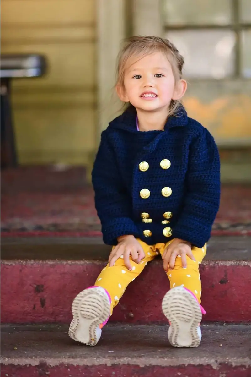 Toddler Pea Coat (Crochet) 1