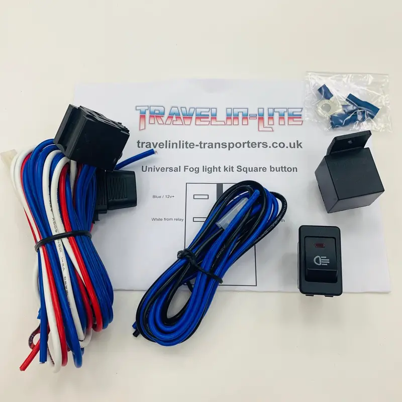 Universal Fog Light Wiring Kit & Red Led Square Switch 1