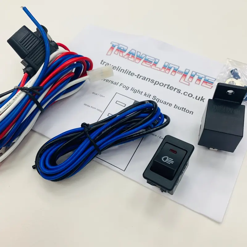 Universal Fog Light Wiring Kit & Red Led Square Switch 2
