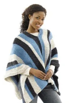 Vertical Stripe Poncho Womans Version Pattern (Crochet) 1