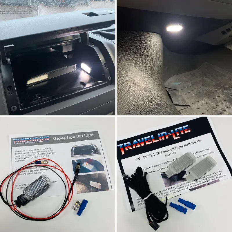 Vw T5 T5.1 T6 Footwell & Glove Box Led Lights 1