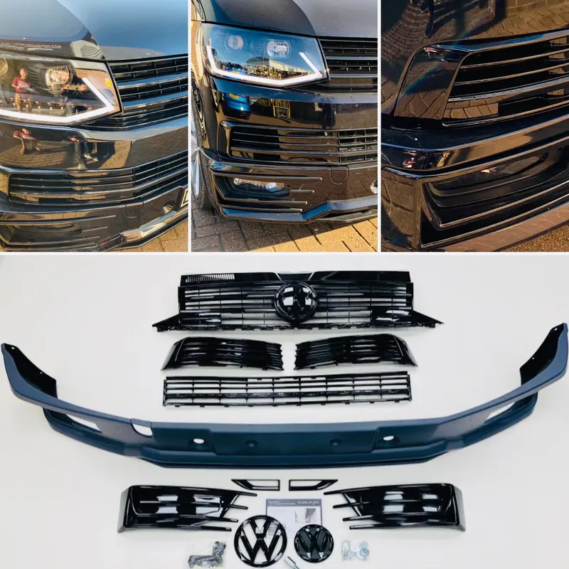 Vw T6 Sportline Lower Spoiler & Gloss Black Upper + Lower Grilles, Badges New 1