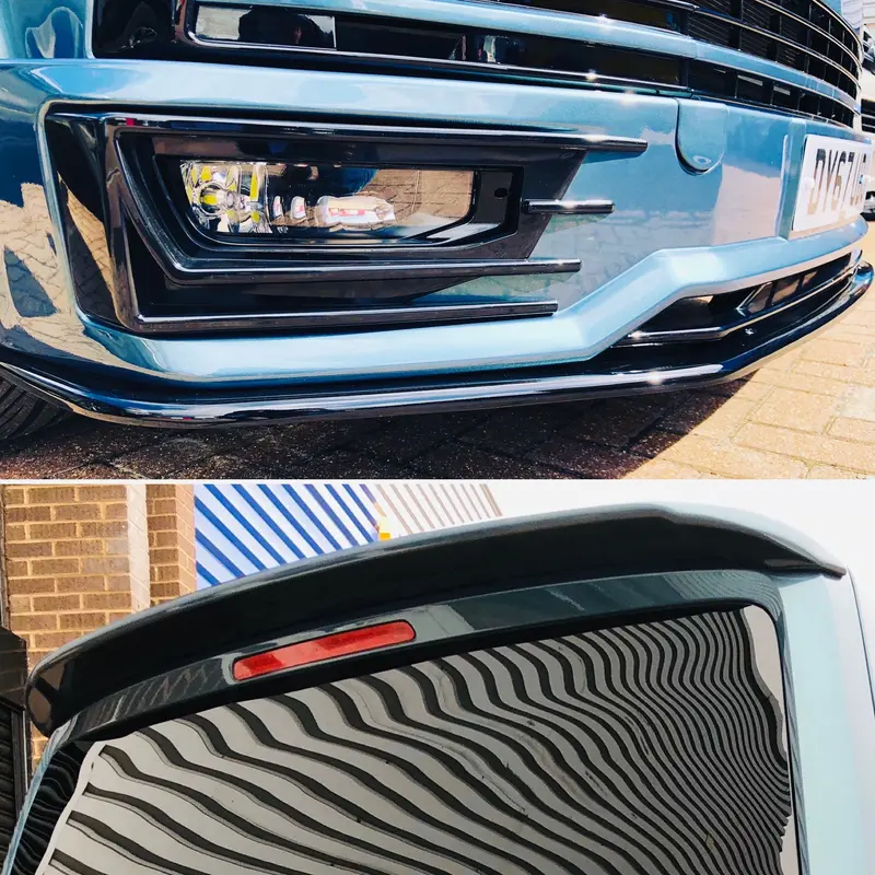 Vw T6 Sportline Lower Spoiler With Gloss Black Splitter & Twin Rear Spoiler 1