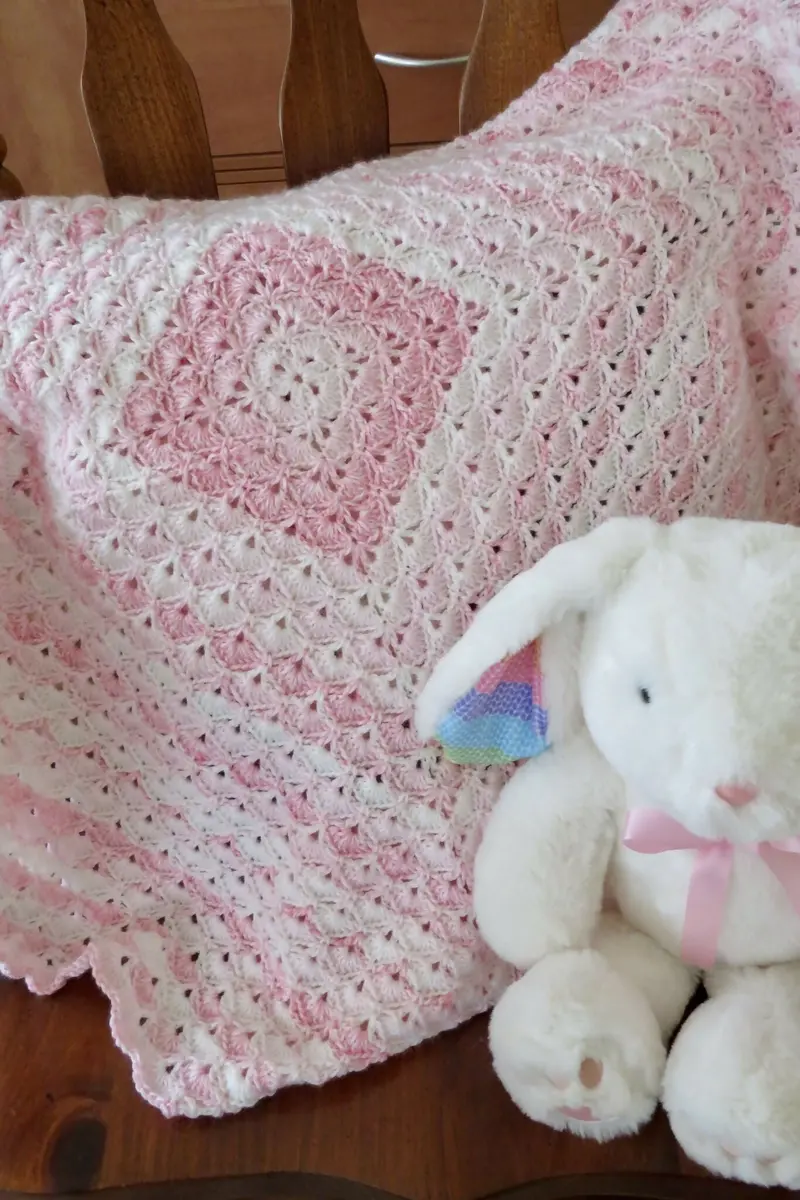 Whispers In Shell Pink Baby Blanket (Crochet) 1