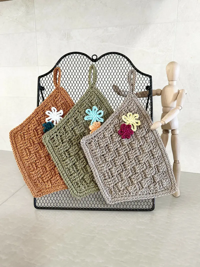Wicker Basket Trivet Or Potholder (Crochet) 1