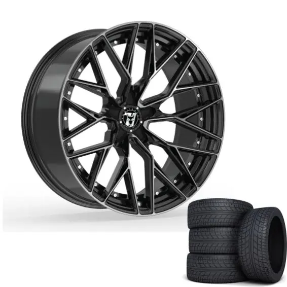 Wolfrace 71 Wolfsburg Gtr Custom 18" Wheels & Tyres . Black & Polished 1