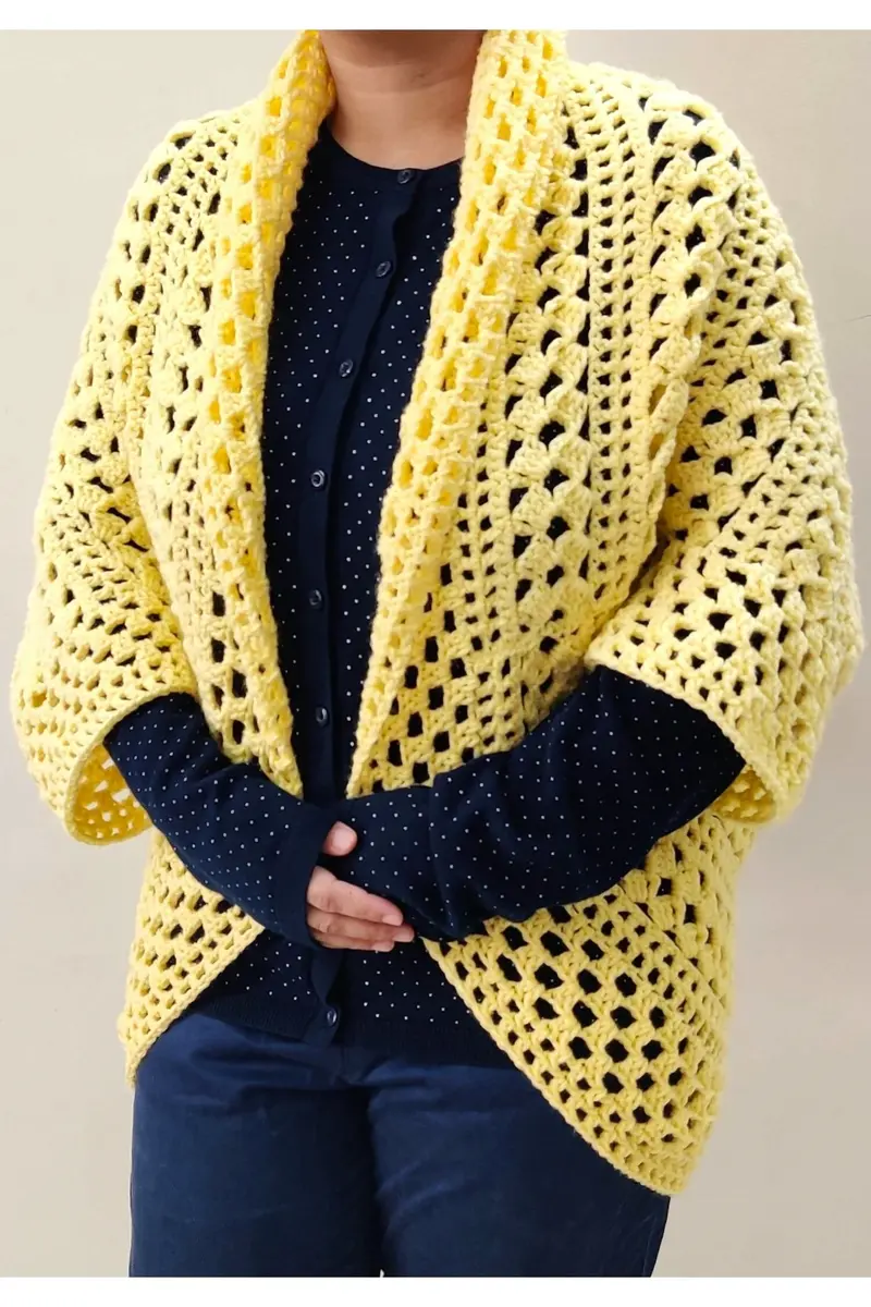Yellow Diamonds Shrug (Crochet) 1