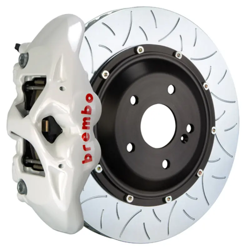 Brembo 11-18 Cayenne Turbo Rear Gt Bbk 4 Piston Cast 380X28 2Pc Rotor Slotted Type-3- White 1