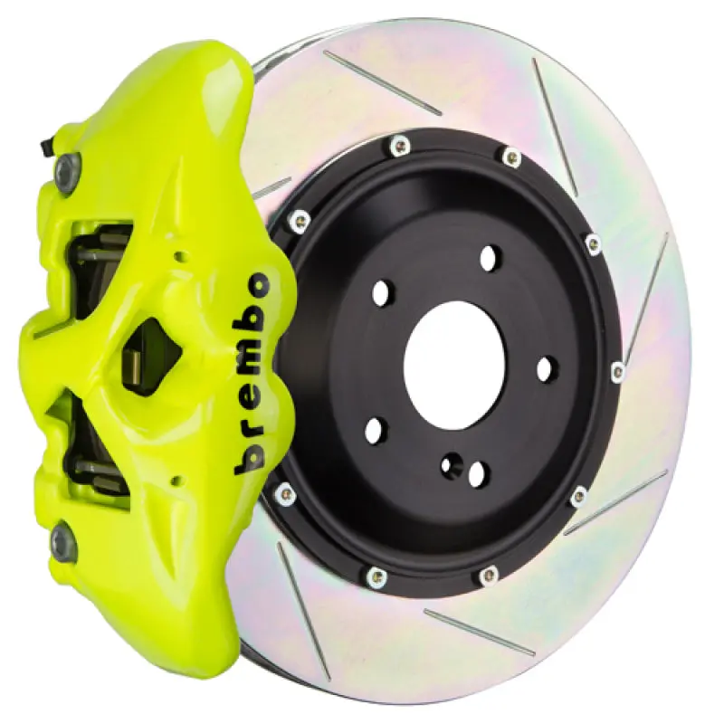 Brembo Gt Big Brake Kit – Rear – For 2023+ Nissan Z (Rz34) – 380X28Mm Two-Piece Slotted Rotors, 4-Piston Calipers – Fluorescent Yellow Finish 1