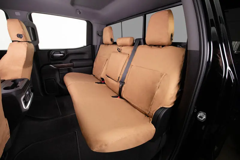 Covercraft Seatsaver Custom-Fit Polycotton Front Row Seat Covers For 2017–2024 Dodge Ram – Tan 1
