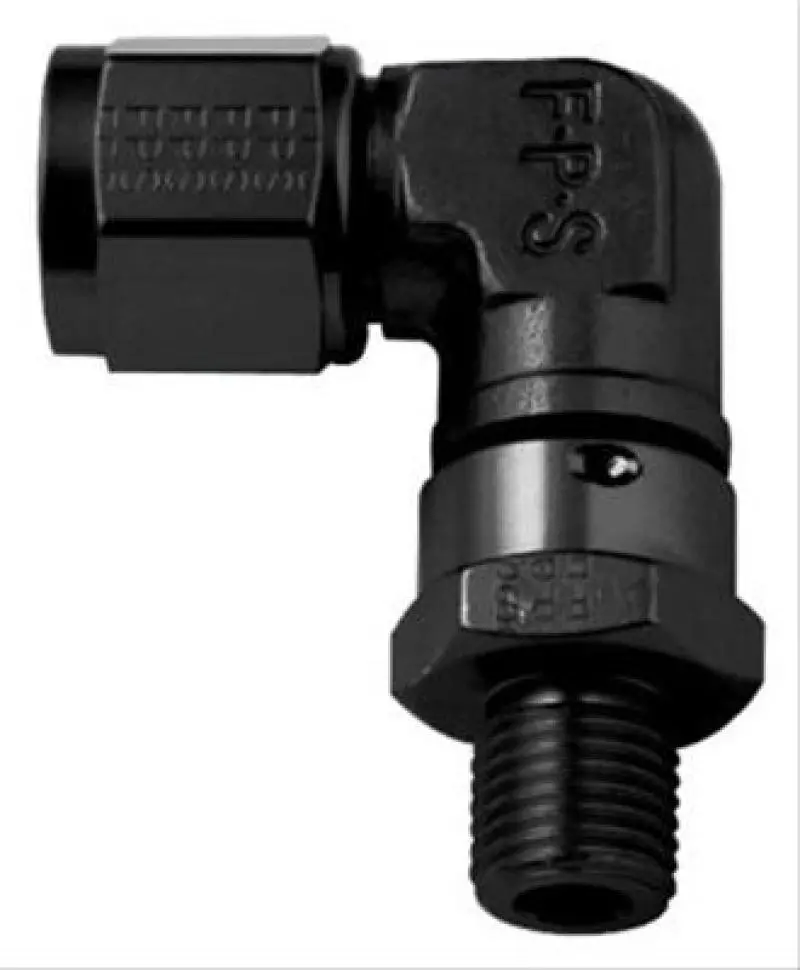 Fragola -12An O-Ring Swivel Fitting – 90° Black Anodized Female Nut To 1-1/16"-12 Thread 1