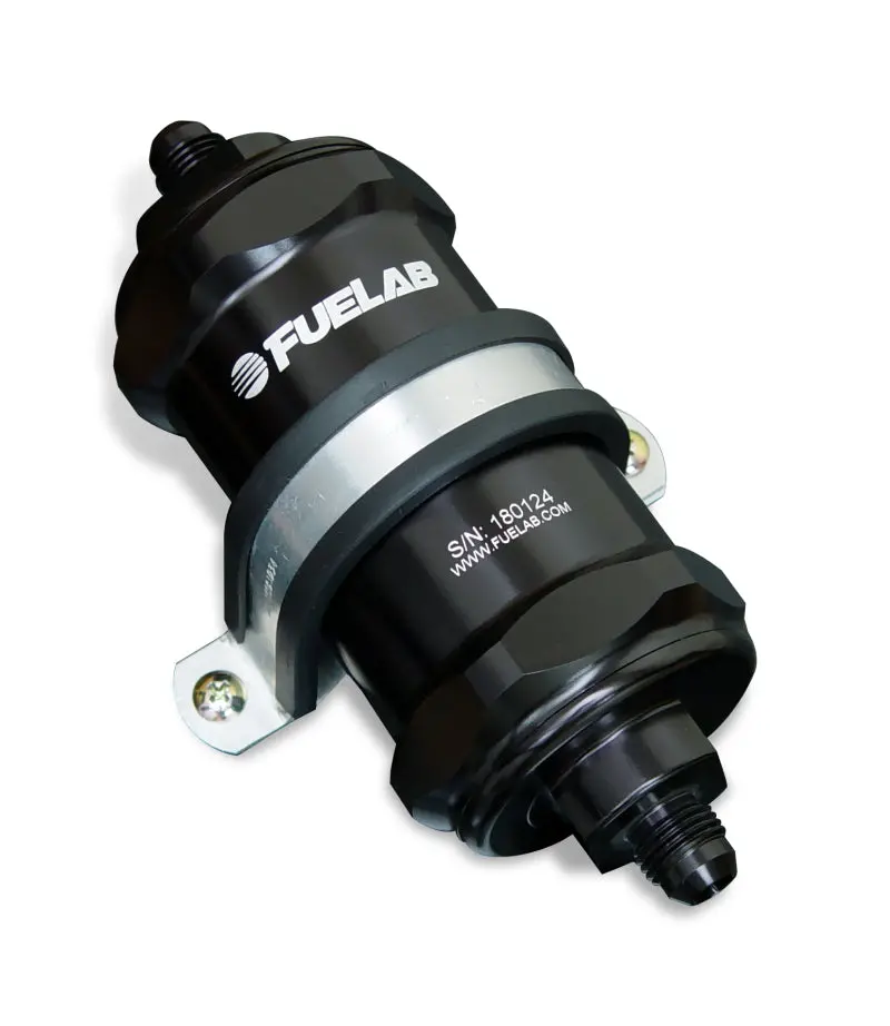 Fuelab 818 In-Line Fuel Filter Standard -12An In/Out 10 Micron Fabric - Black 1