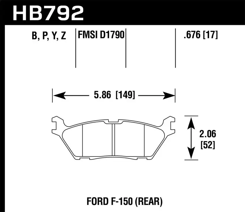 Hawk 15 Ford F-150 Hps 5.0 Rear Brake Pads 1