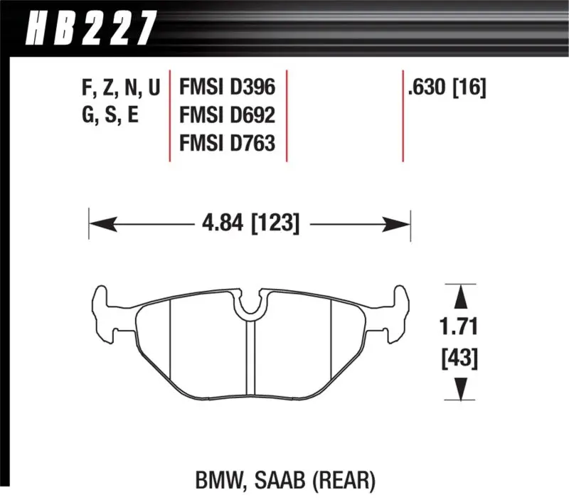 Hawk Race Blue 9012 Rear Brake Pads For Bmw 3/5/7 Series, M3, Z3, And Z4 1