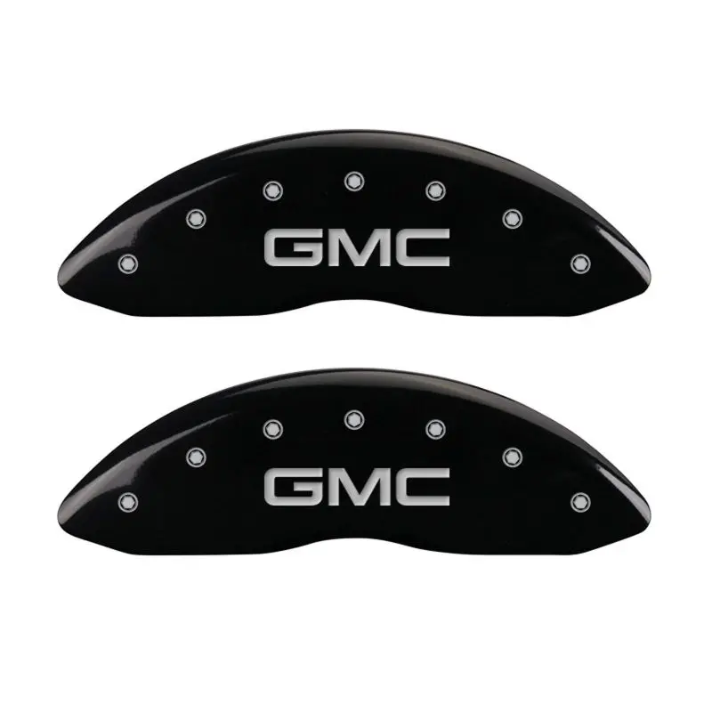 Mgp Custom Engraved Brake Caliper Covers – Front And Rear For Gmc Vehicles – Matte Black With Silver Accent 1