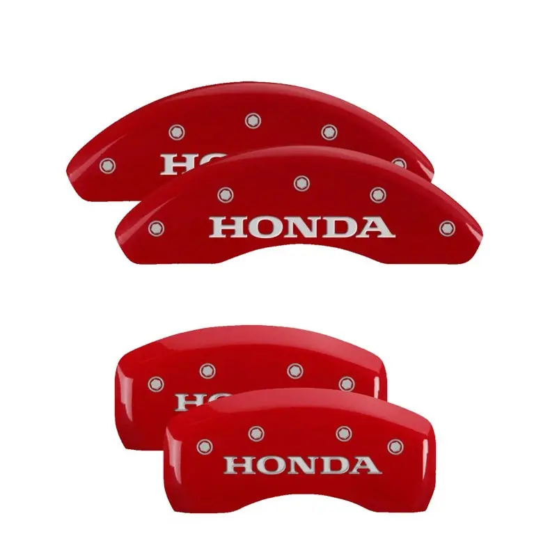 Mgp Engraved 4-Piston Caliper Covers — Front (Honda Logo), Rear (H Logo), Red Finish With Silver Chrome Accents 1