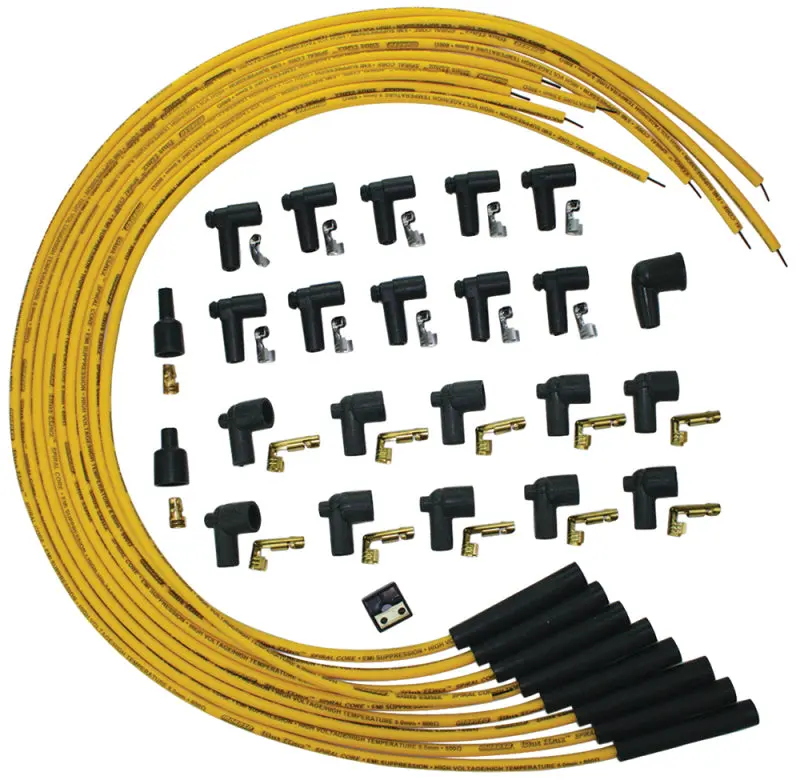 Moroso Blue Max Ignition Wire Set — Spiral-Core, Unsleeved, Straight Boot, Yellow 1