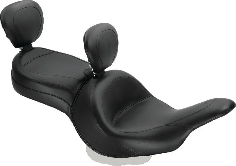 Mustang Solo Seat With Driver & Passenger Backrests For 2011–2019 Kawasaki Vulcan 1700/Vaquero Touring Models – Black 1