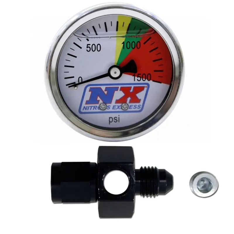 Nitrous Express Flo-Thru Pressure Gauge – 0–1500 Psi Range With 4An Fitting 1