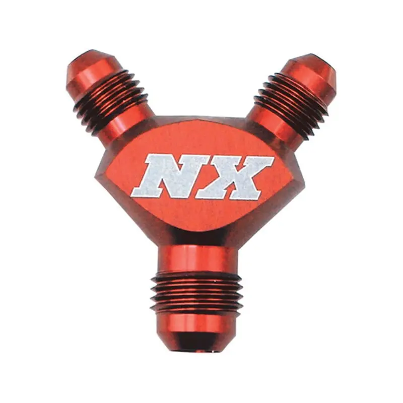 Nitrous Express Pure-Flo Billet Y-Fitting – 6An X 4An X 4An, Red Anodized Aluminum 1