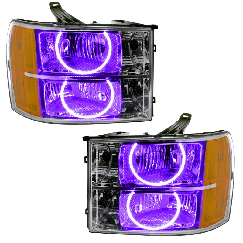 Oracle Lighting Uv-Purple Led Halo Headlights For 2007–2013 Gmc Sierra – Pre-Assembled Round Ring Design 1