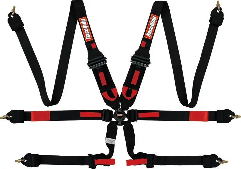 Racequip Fia-Certified Black 6-Point Camlock Harness With 2-Inch Pull-Down Lap Belt For Hans-Compatible Systems 1
