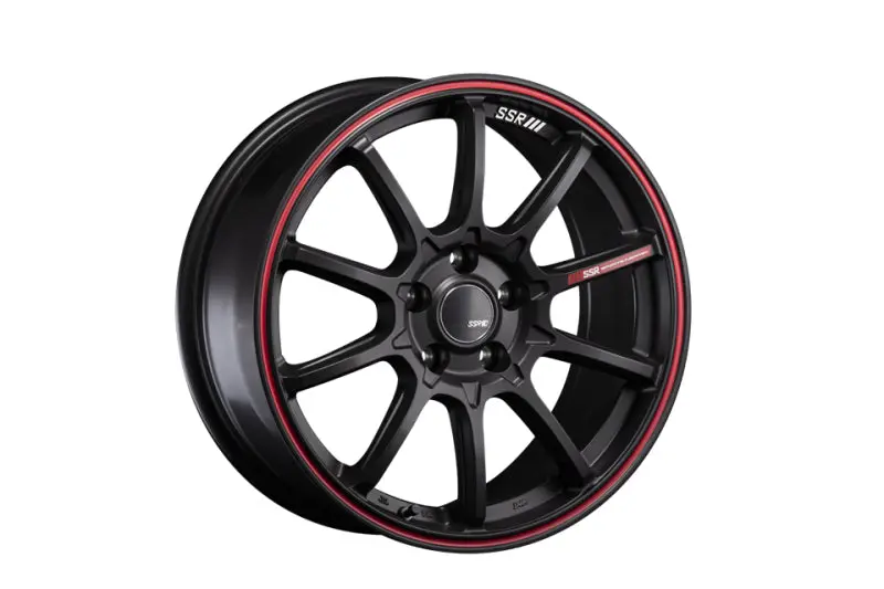 Ssr Gtv05 Alloy Wheel – 17X7", 5X114.3, +48Mm Offset, Flat Black With Red Accent Line 1