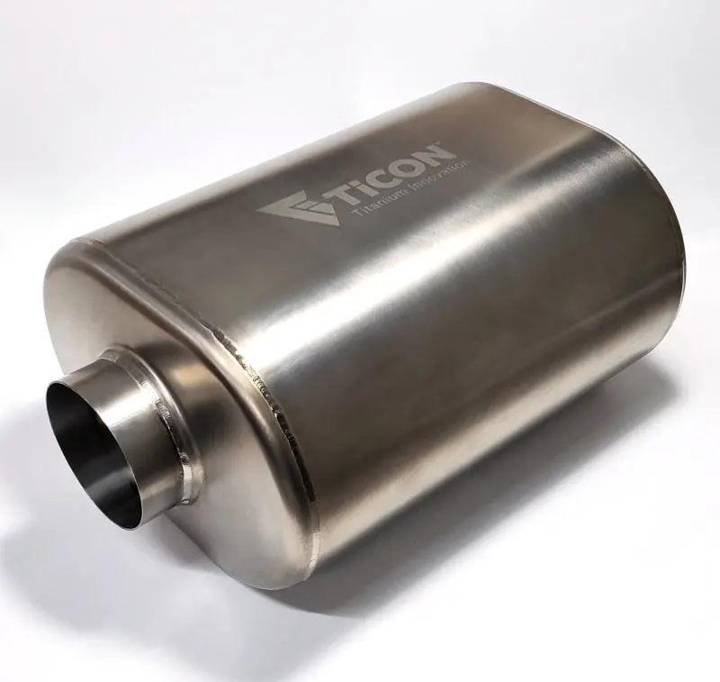 Ticon Industries Ultralight Titanium Muffler – 2.5" Oval In/Out, 12" Long 1