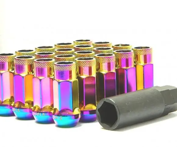 Wheel Mate Muteki Sr48 Open-End Locking Lug Nuts – Set Of 4, Blue, 12X1.50 Thread, 48Mm Length 1