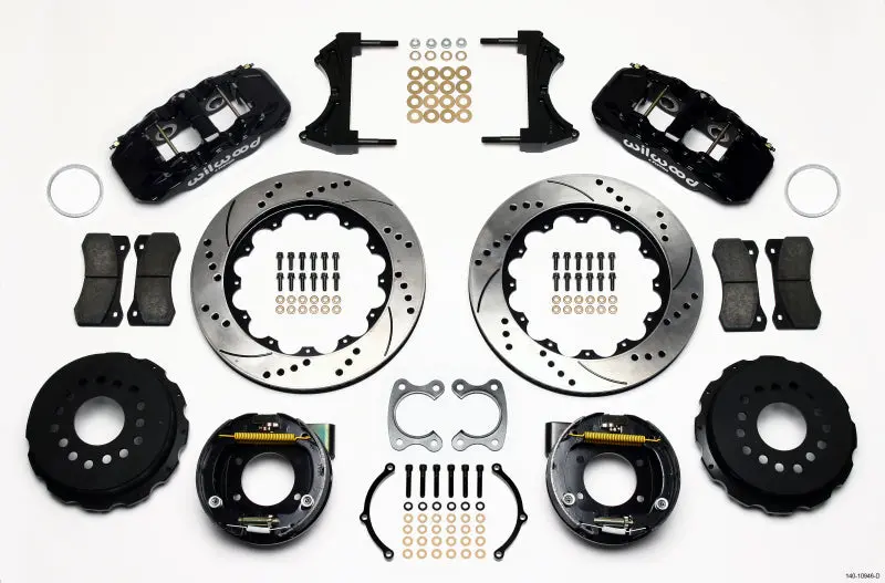 Wilwood Aero4 Rear Parking Brake Kit – 14" Drilled Rotor, Small Ford Fitment (2.66" Offset) 1