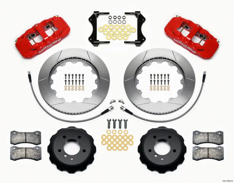 Wilwood Aero6 Front Hat Kit 14.00 Red 2007-2011 Bmw E90 Series W/Lines 1