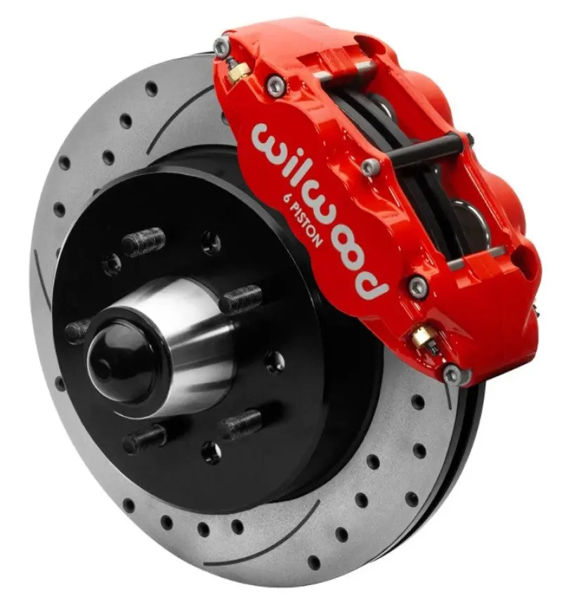 Wilwood Forged Narrow Superlite 6R Front Big Brake Kit – 12.19-Inch Drilled Rotors, Red Calipers (Fits 1988–1998 Chevrolet C1500) 1